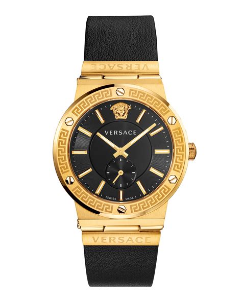 mens versace greca logo watch|versace greca leather strap.